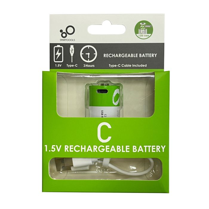 Акумулятор-батарійка тип C (R14) 1,5 В — з роз'ємом TYPE-C Smartools 5000 mwh + кабель TYPE-C