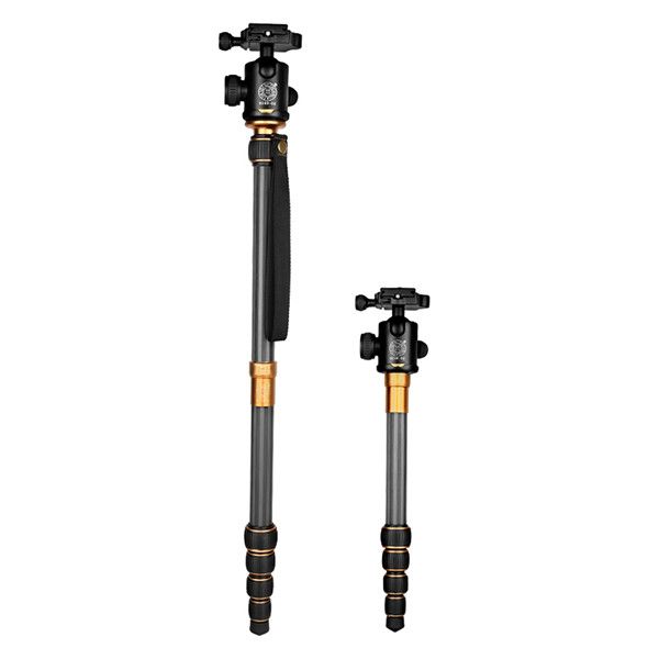 Штатив фірми QZSD для фотоапаратів - Q-666C (Q666C) + головка QZSD-02 (матеріал - карбон (вуглецеве волокно))