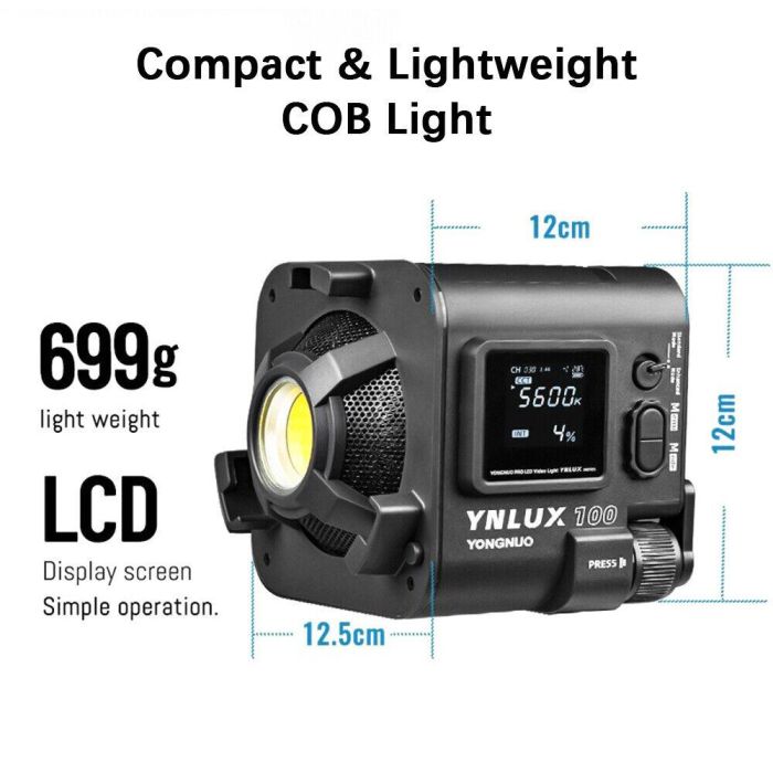 LED-світло, освітлювач, студійне світло Yongnuo YNLUX100 KIT (3200-5600K) з тримачем і кейсом