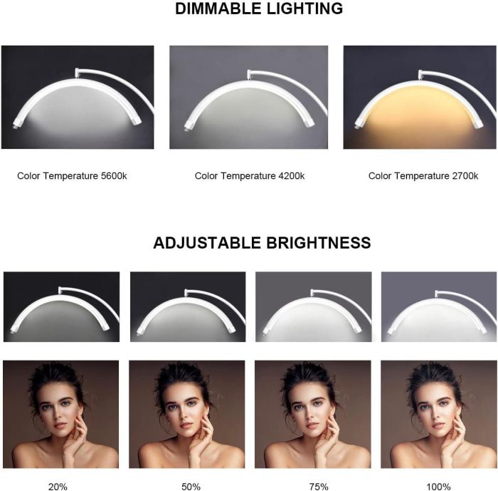 LED безтінова Moon лампа для відеобрезорів вій тату брови освітлення для косметології HD-M12X Censreal чорна