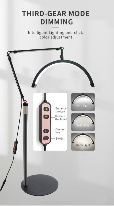 LED безтінова Moon лампа для відеобрезорів, вій, тату, брови — для косметології HD-M2X Censreal — чорна