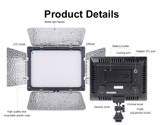 Комплект (набір) "MEDIUM S" — LED-світло Teyeleec WS-300 II (3200-6500 K) + мережевий адаптер + стійка 2 м.