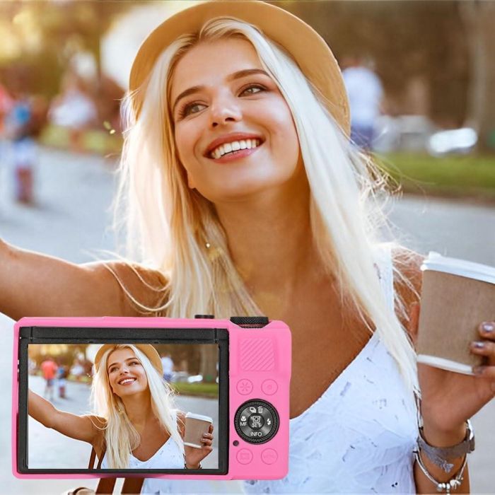 Захисний силіконовий чохол із кришкою для фотоапаратів CANON G7X Mark III — рожевий