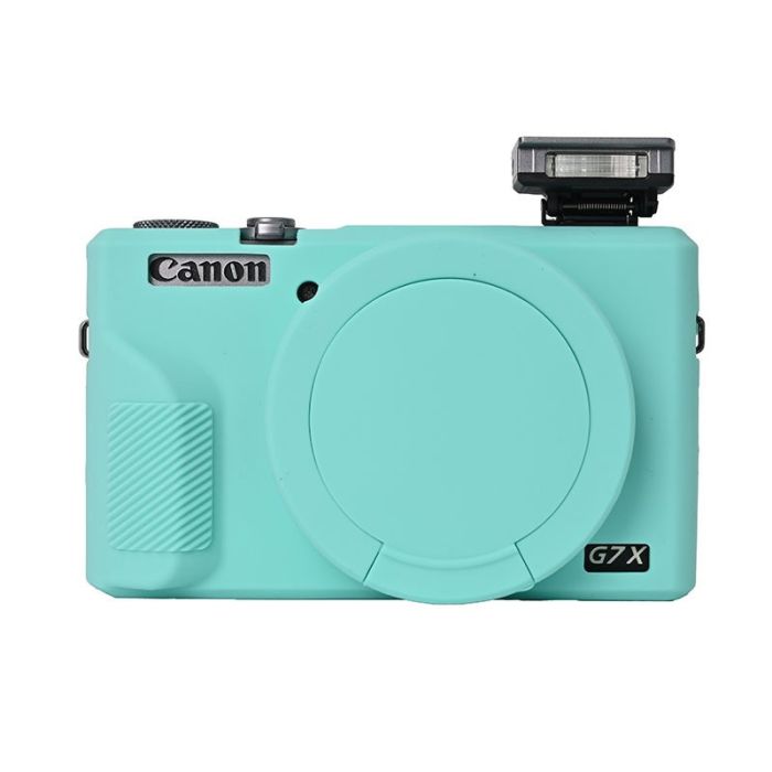 Захисний силіконовий чохол із кришкою для фотоапаратів CANON G7X Mark III — бірюзовий