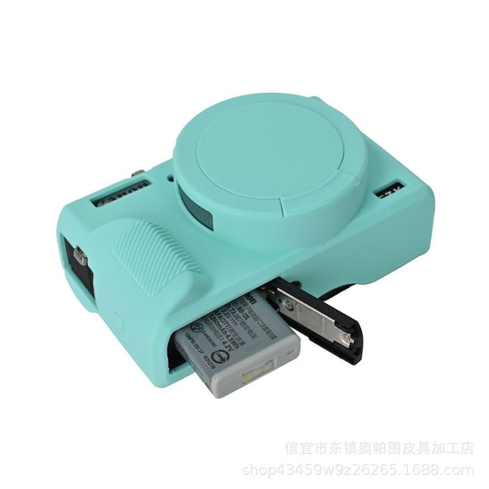 Захисний силіконовий чохол із кришкою для фотоапаратів CANON G7X Mark III — бірюзовий