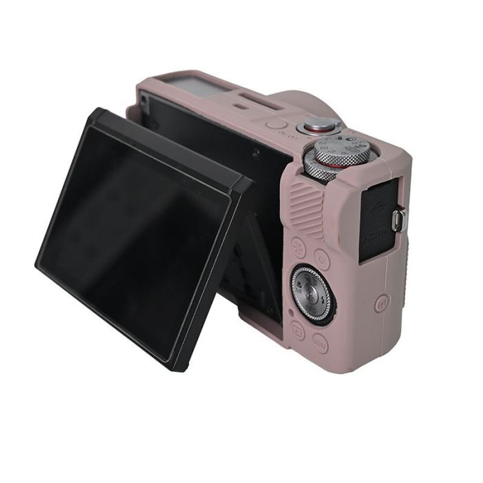 Захисний силіконовий чохол із кришкою для фотоапаратів CANON G7X Mark III — сірий