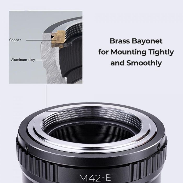 Адаптер (перехідник) K&F Concept — M42 — NEX (M42-E mount) для камер Sony з байонетом E-mount