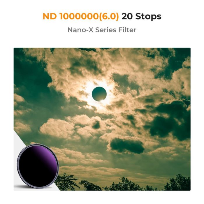 Сонячний світлофільтр K&F Concept 55 mm ND1000000, Nano-X, 28-шарове Nano покриття