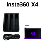 Комплект: зарядний пристрій для 3 акумуляторів Insta360 X4 + 1 акумулятор