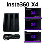 Комплект: зарядний пристрій для 3 акумуляторів Insta360 X4 + 3 акумулятори