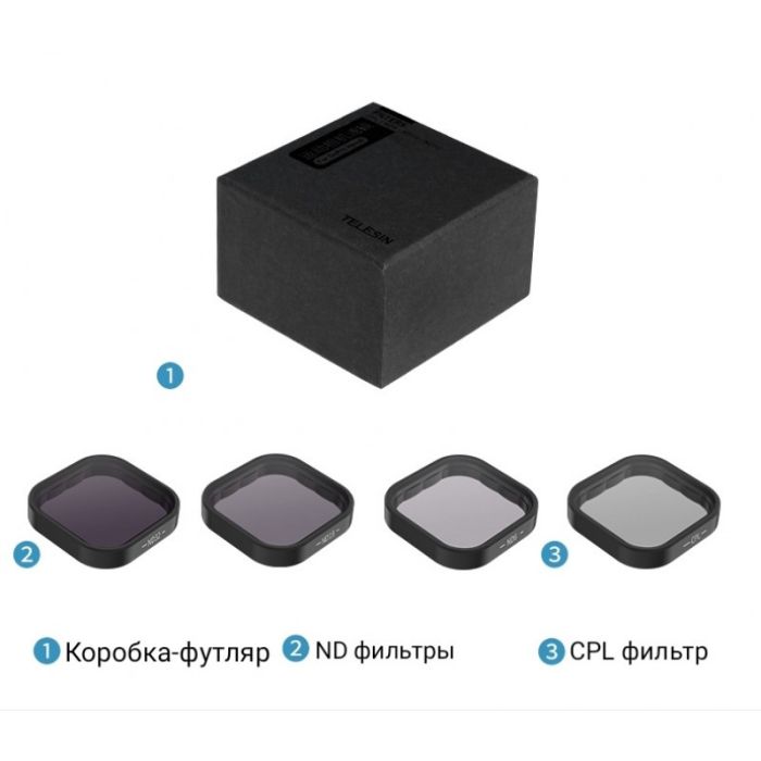 Набір світлофільтрів Telesin CPL+ND8/16/32 для GoPro Hero GoPro Hero 12/11/10/9/11 mini (код GP-FLT-903) — 4 шт.