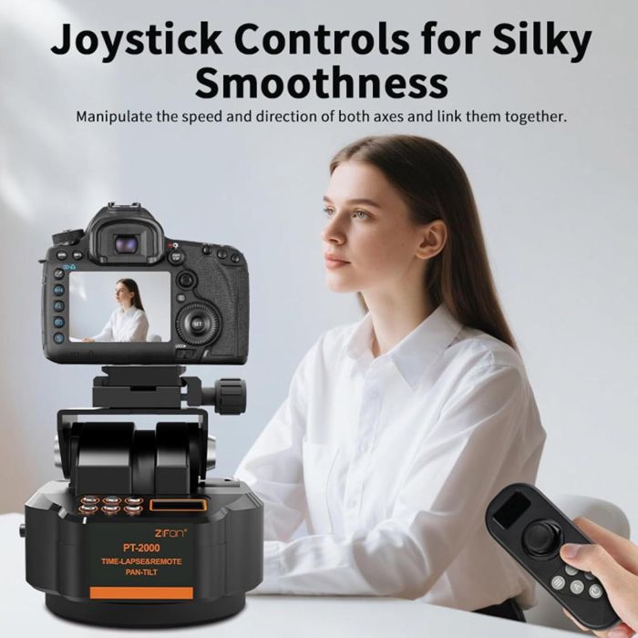 Обертовий моторизований штатив — головка з пультом керування PT-2000 від Zifon для фотоапаратів і камер (2.2 кг)