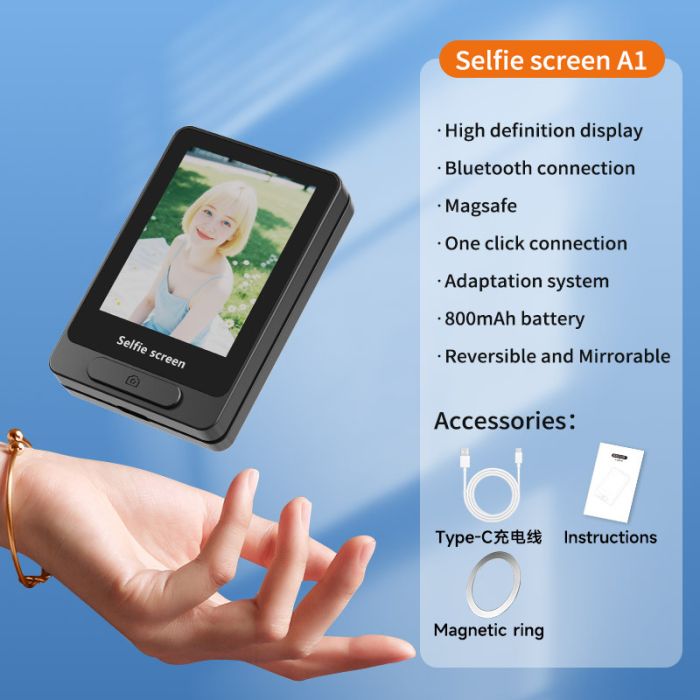 A1 Vlog Selfie Monitor — магнітний екран для селфі та стримів для задньої камери смартфона