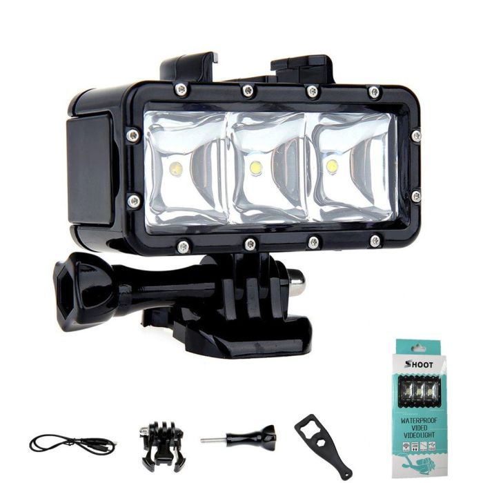 Лампа LED водонепроникна від SHOOT, підсвічування для екшн-камер Xiaomi YI, SJCam, GoPRO (код № XTGP253)