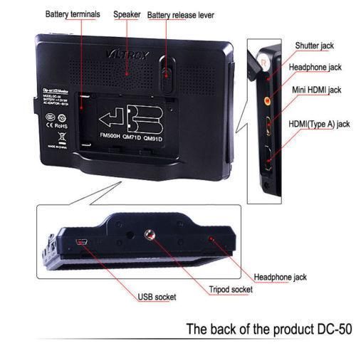 Накамерний монітор, дисплей Viltrox DC-50